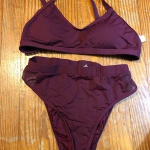 3 piece Bathing suit set- high wasted bottoms.